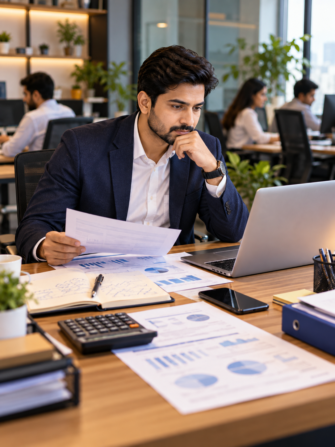 Finance professional managing business records