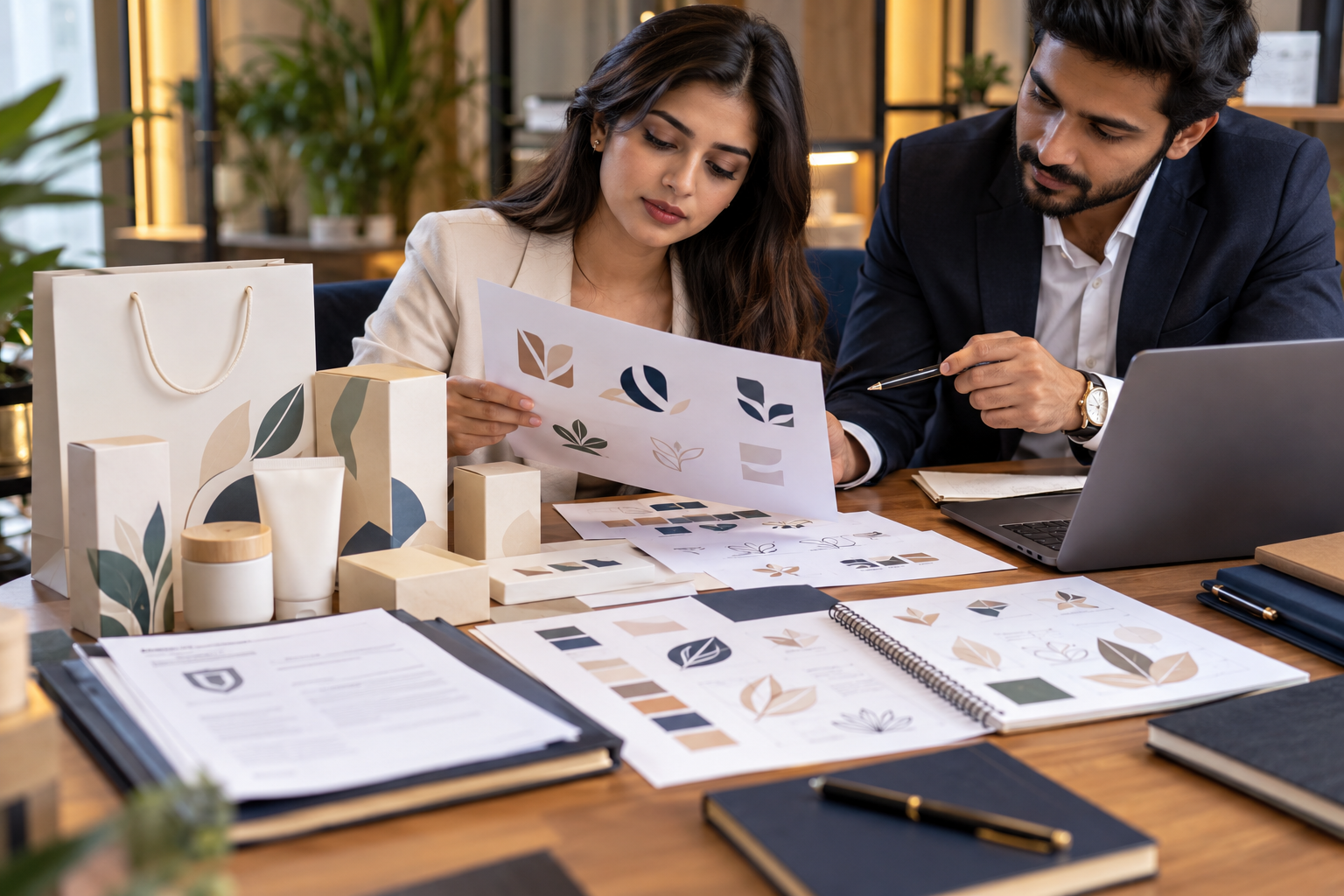 Brand designs and trademark application papers